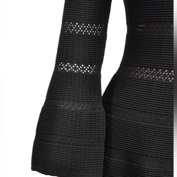 Sandro Paris Carmen Women’s Black Knit Stretch Sweater Dress Fluted Cuffs Sz S - Picture 6 of 16